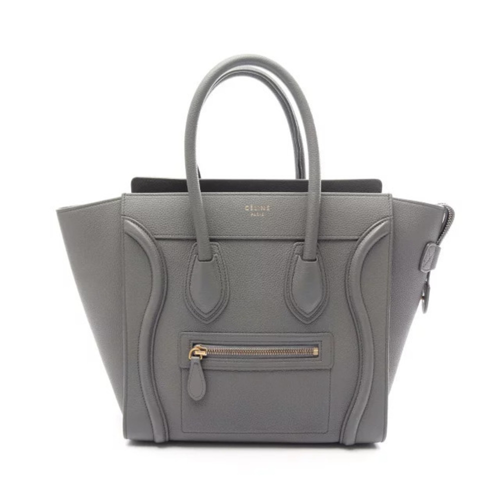 Celine Luggage Tote Shopper Tote Bag Leather Gray